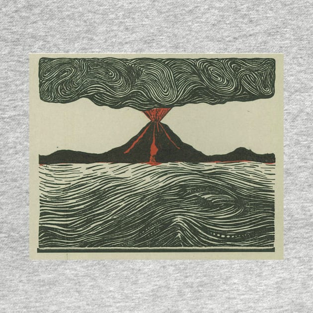 Volcano Woodcut by bluespecsstudio